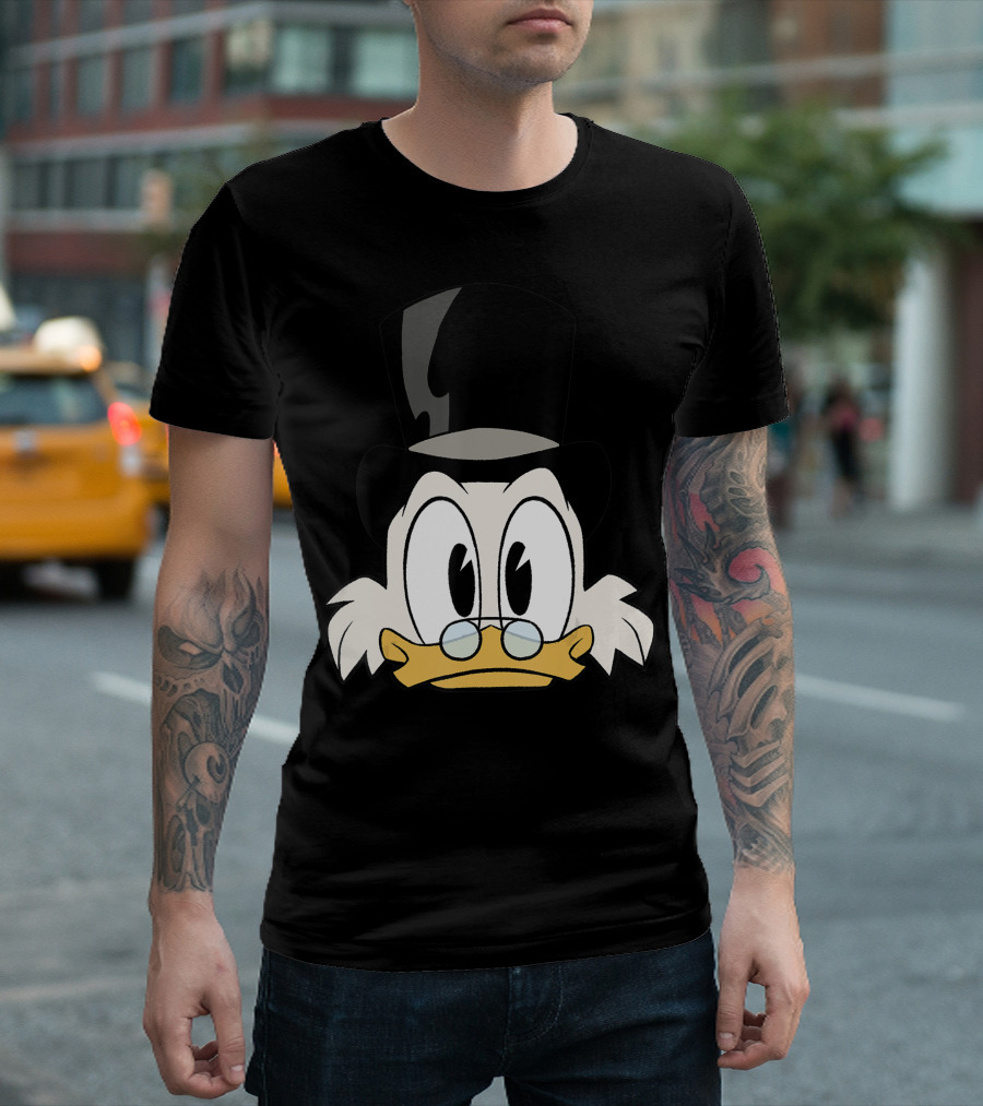 Disney Ducktales Scrooge McDuck Cartoon Character Iconic Top Hat and Glasses Face T-Shirt