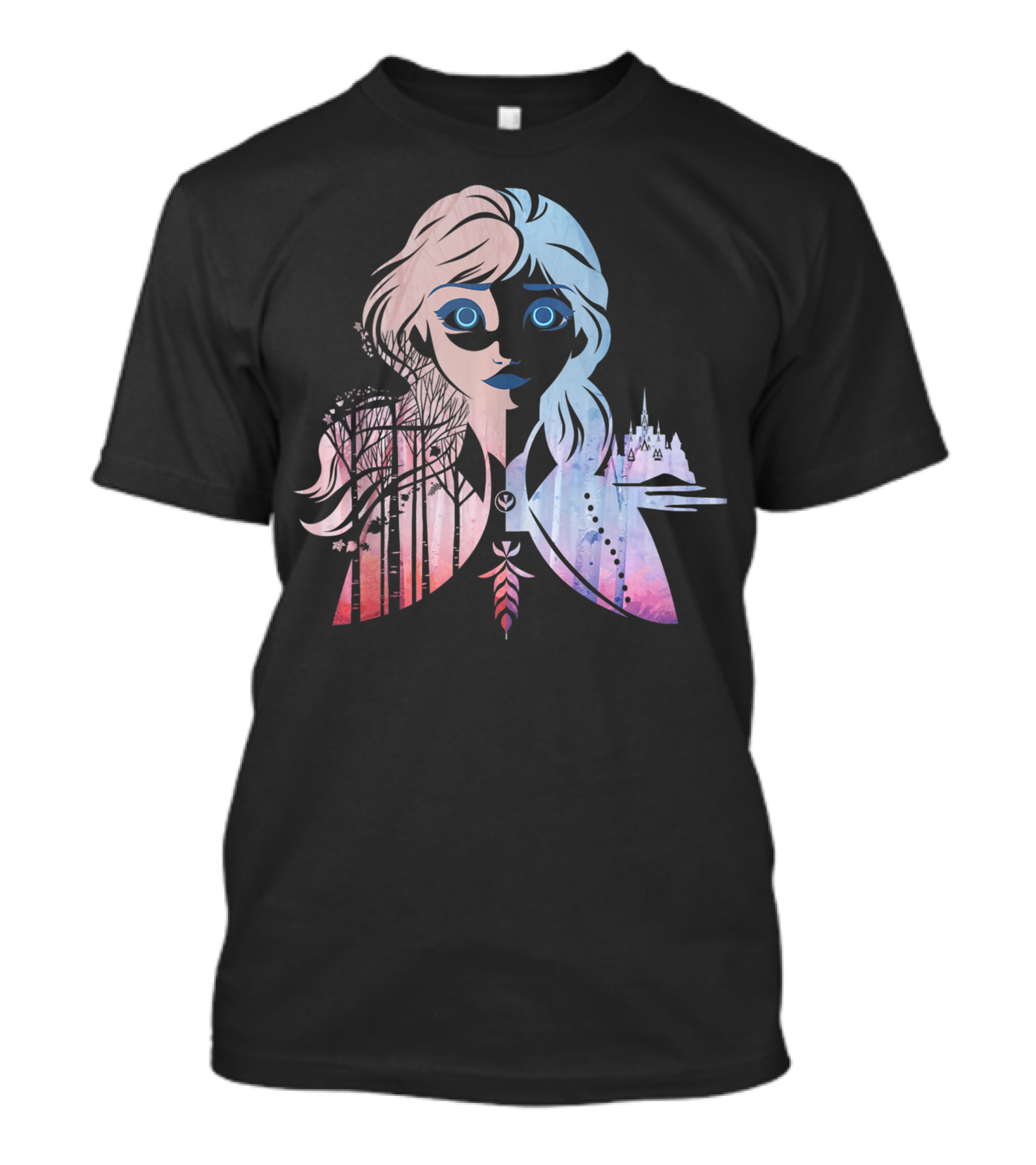 Disney Frozen 2 Anna Two Tone Gradient Enchanted Forest And Ice Castle T-Shirt