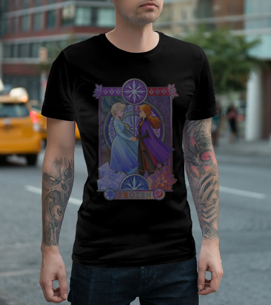 Frozen 2 Elsa Anna Geometric Split T-Shirt