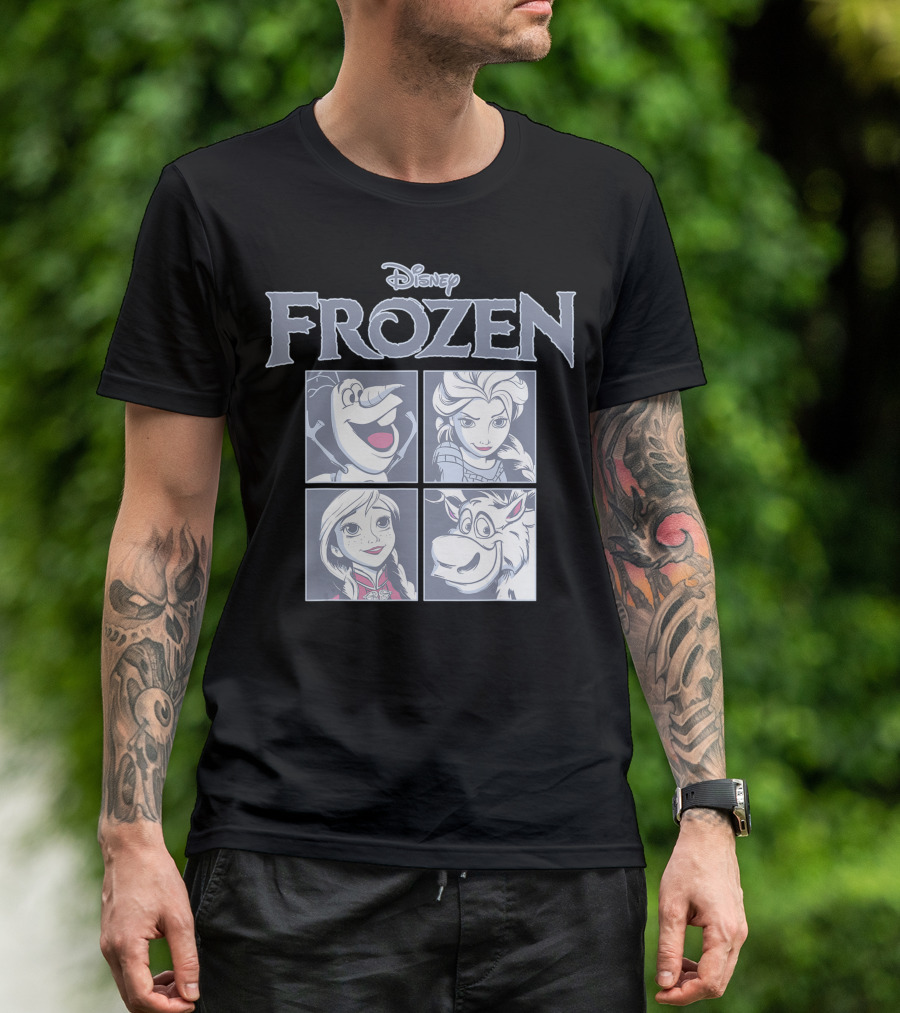 Disney Frozen Character Quartet Elsa Anna Olaf Sven T-Shirt