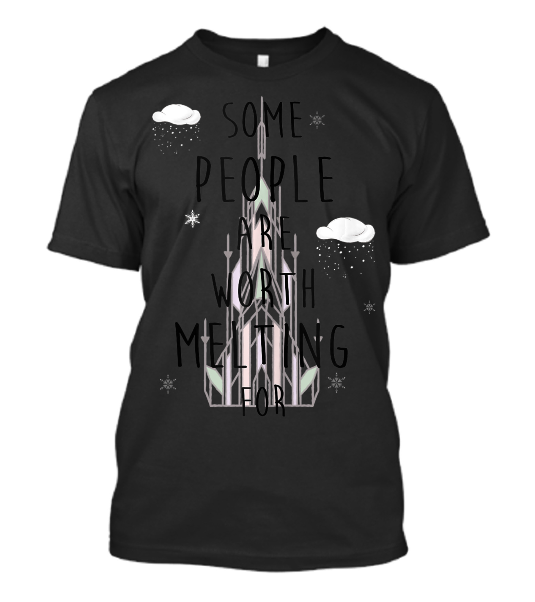 Disney Frozen Some People Are Worth Melting For Snowflakes Castle Clouds T-Shirt