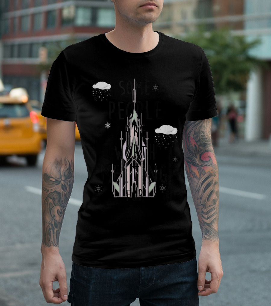 Disney Frozen Some People Are Worth Melting For Snowflakes Castle Clouds T-Shirt