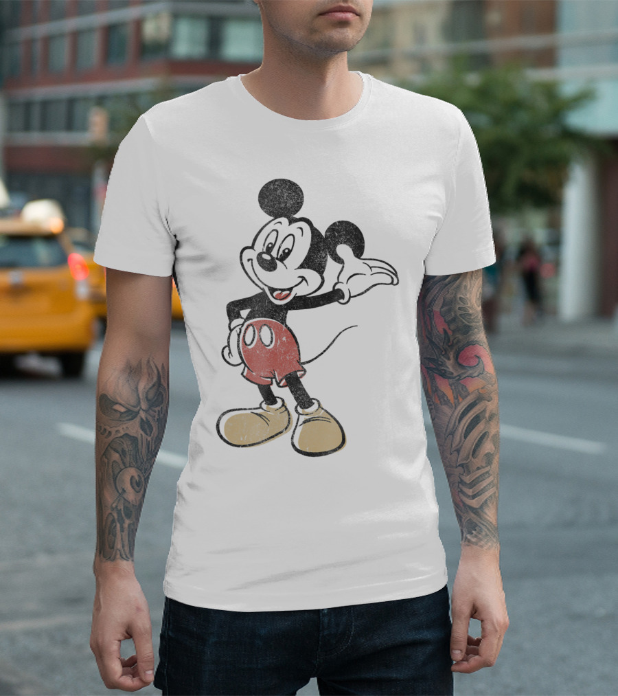 Disney Hiya Mickey Mouse Vintage Style Retro Classic Red Shorts T-Shirt