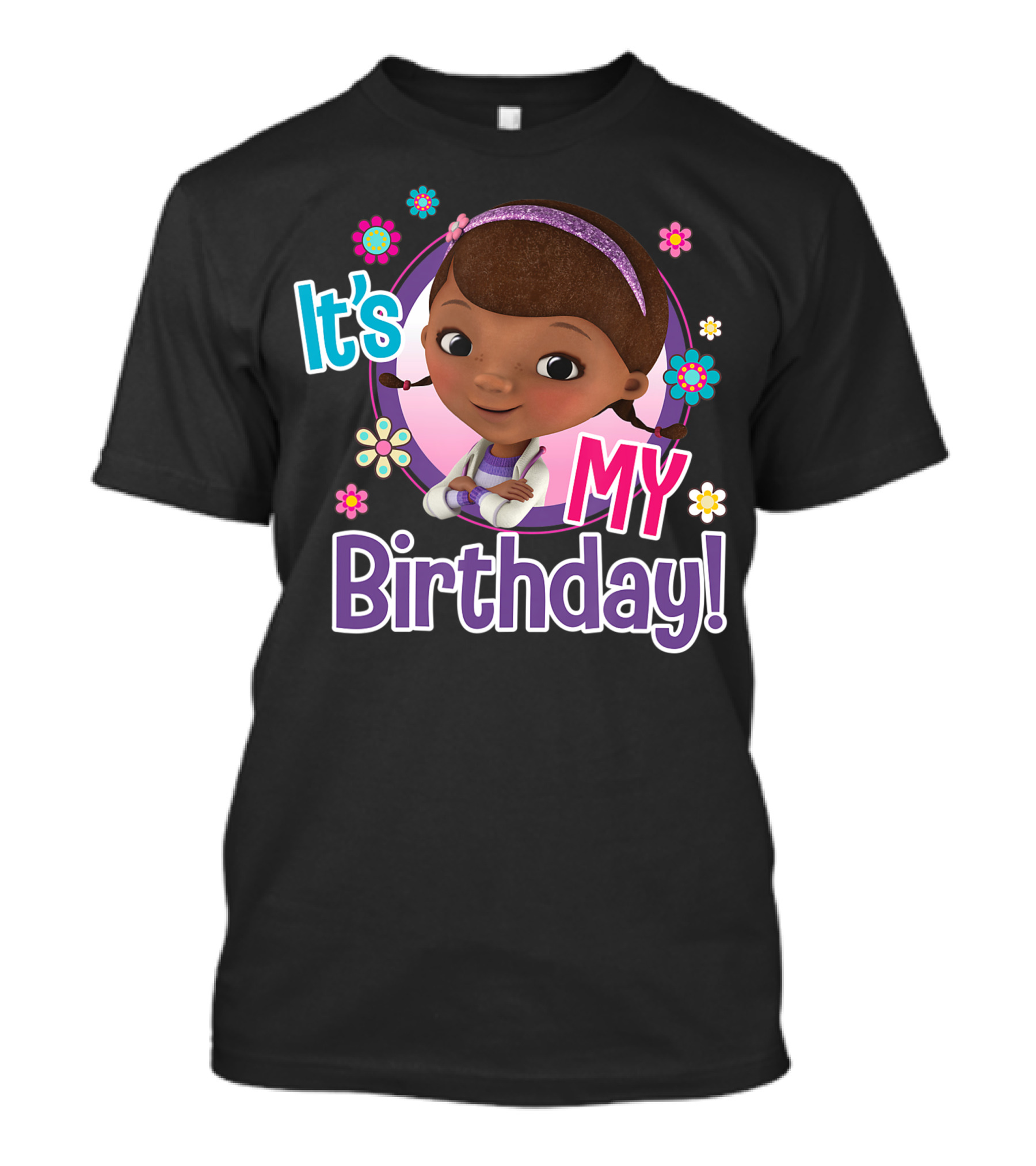 Disney Junior Doc McStuffins It's My Birthday Celebration With Flowers And Fun T-Shirt
