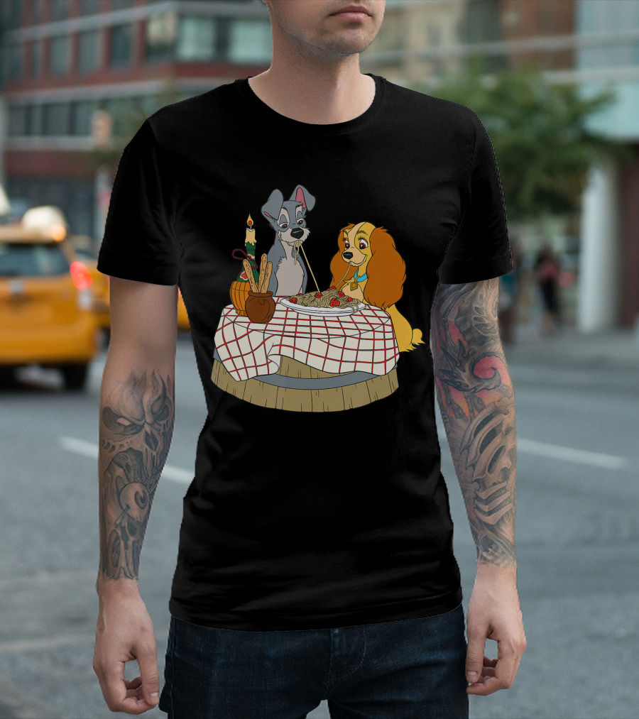 Disney Lady And Tramp Bella Notte Spaghetti Dinner Scene T-Shirt