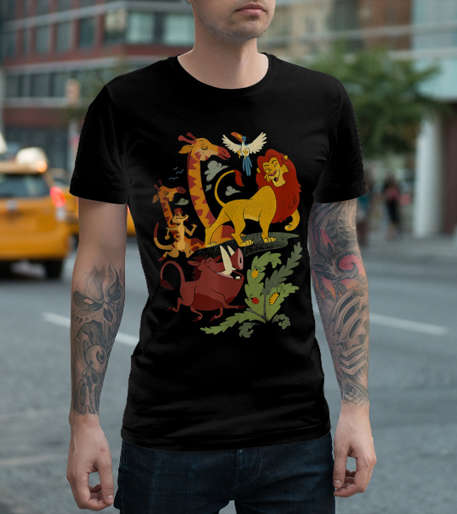 Disney Lion King Animated Characters Simba Timon Pumbaa Zazu Friends T-Shirt