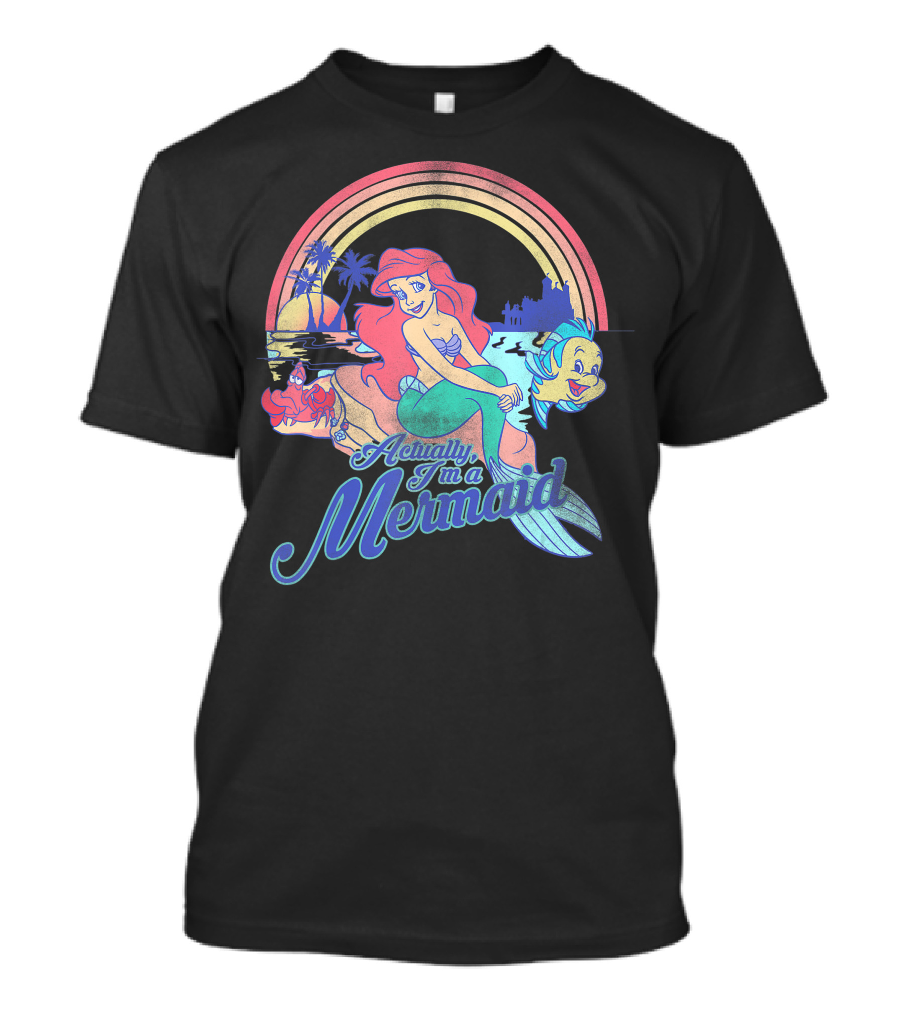 Actually I'm A Mermaid Disney Little Mermaid Pastel Rainbow T-Shirt