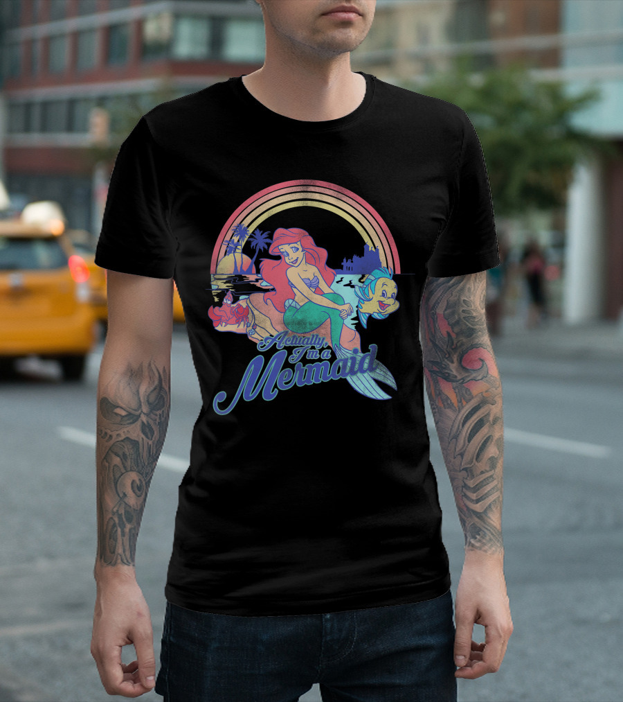 Actually I'm A Mermaid Disney Little Mermaid Pastel Rainbow T-Shirt