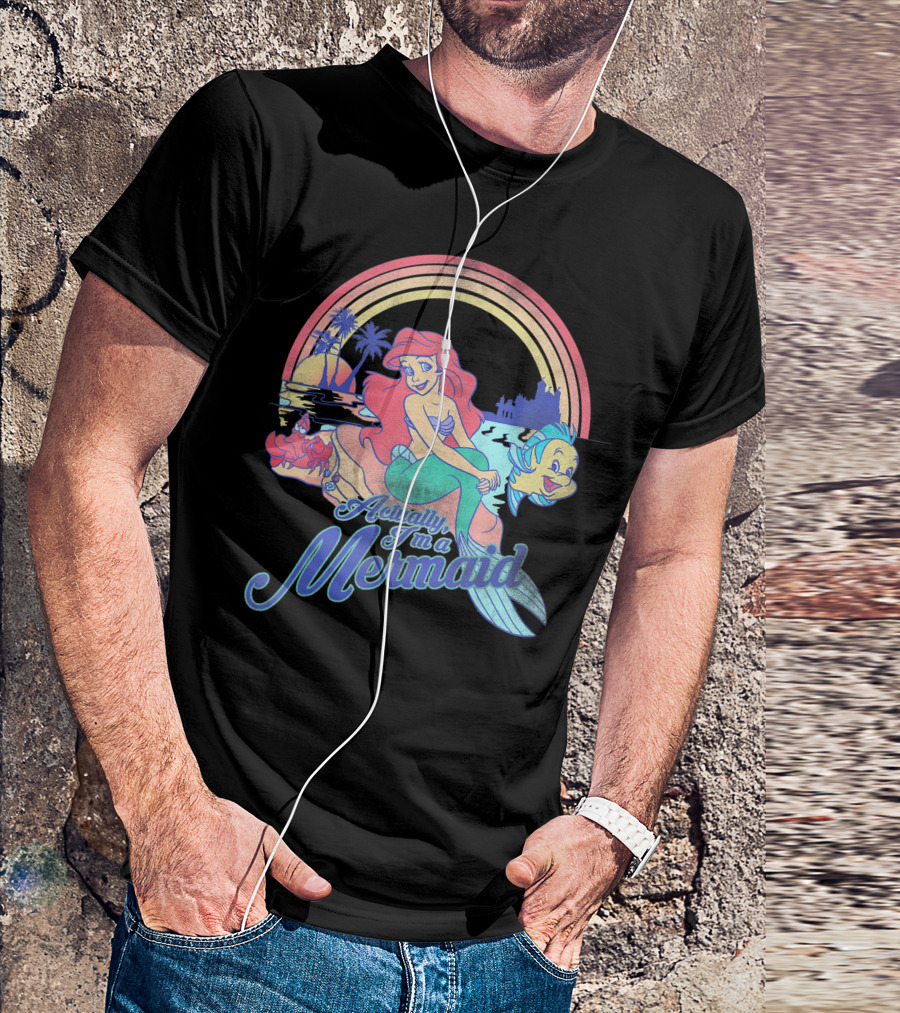 Actually I'm A Mermaid Disney Little Mermaid Pastel Rainbow T-Shirt