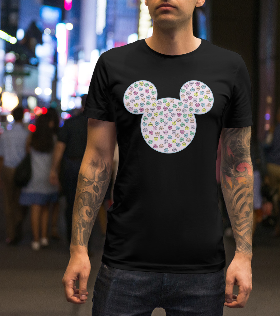 Disney Mickey And Friends Candy Hearts Love Sweet Wishes T-Shirt