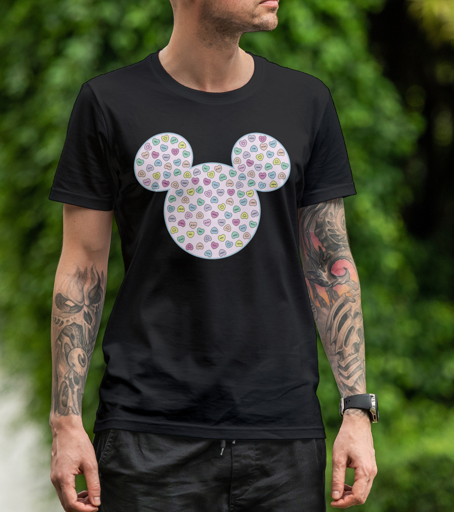 Disney Mickey And Friends Candy Hearts Love Sweet Wishes T-Shirt