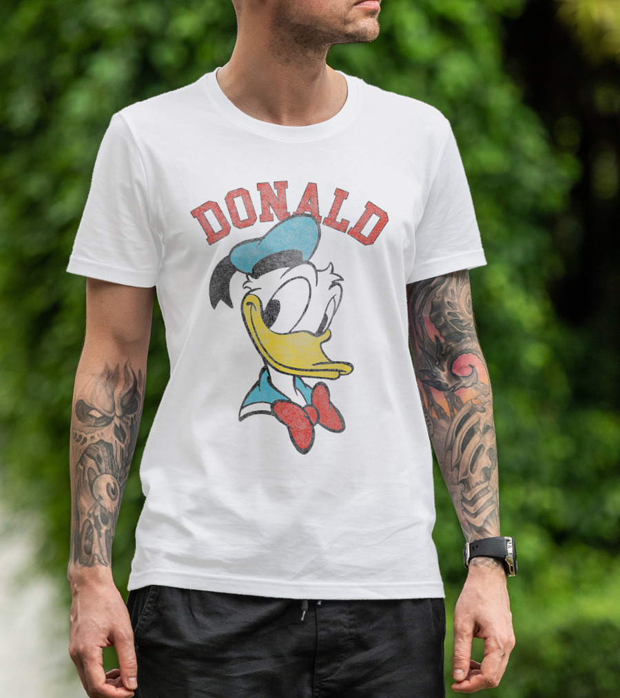 Disney Mickey And Friends Donald Duck Big Colorful Face T-Shirt