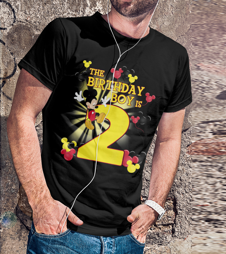 Disney Mickey And Friends The Birthday Boy Is 2 Balloons T-Shirt