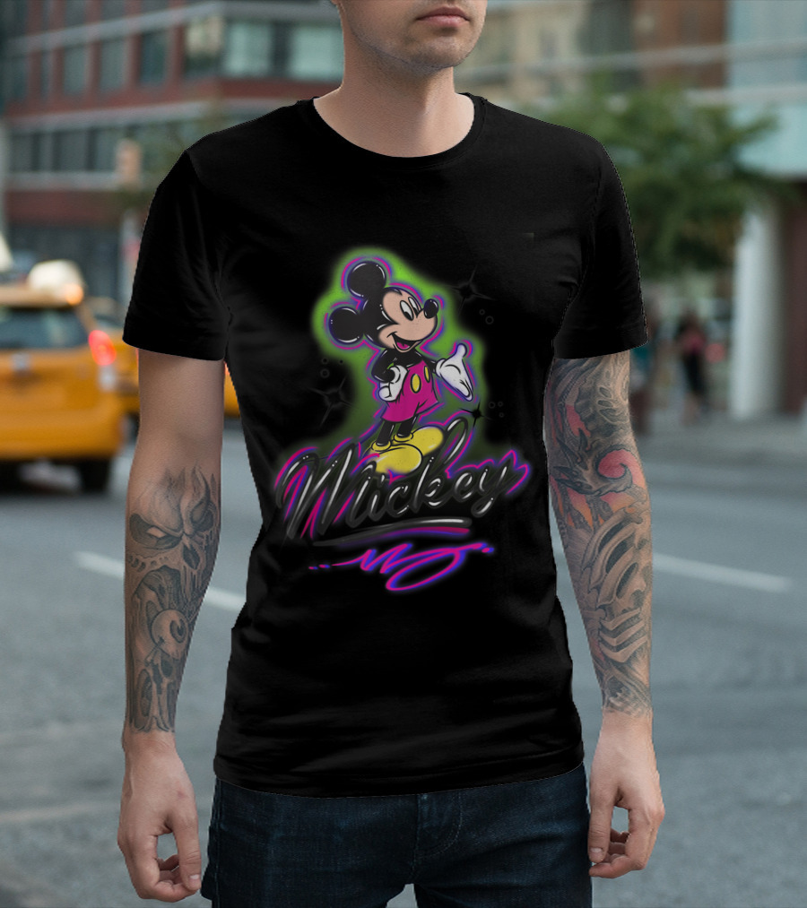 Mickey Mouse Neon Airbrush Style Retro T-Shirt