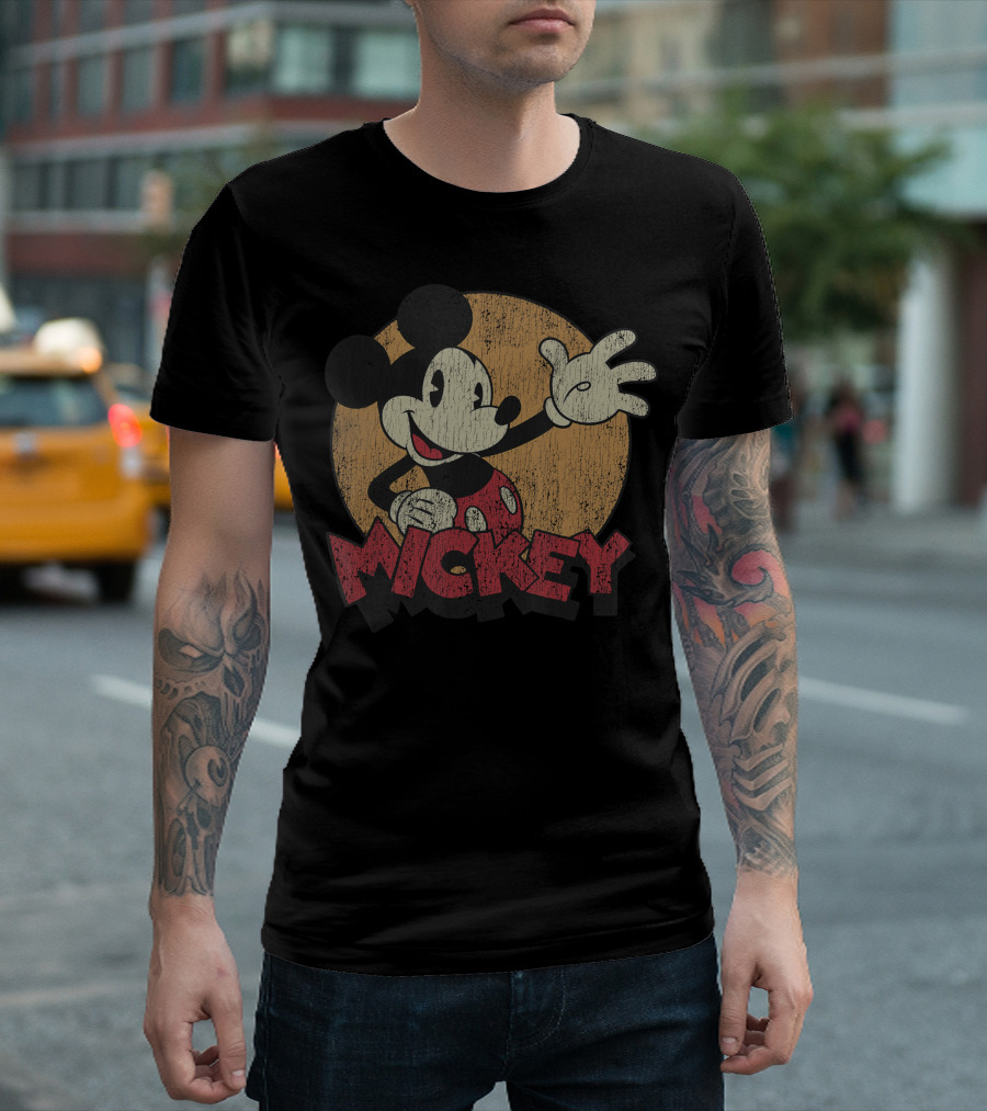 Disney Mickey Mouse Distressed Vintage Look Iconic Character T-Shirt