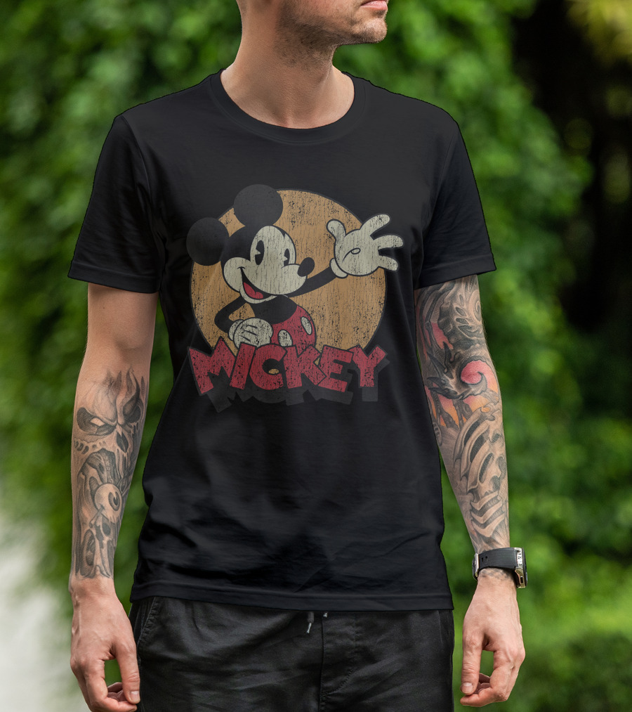 Disney Mickey Mouse Distressed Vintage Look Iconic Character T-Shirt