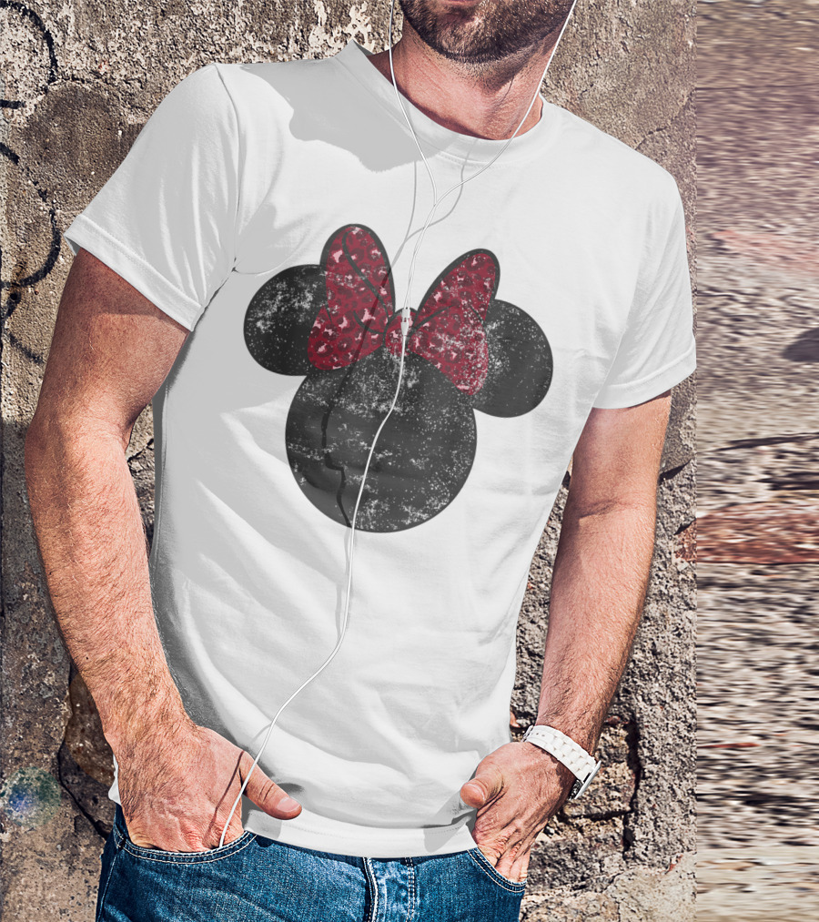 Disney Mickey And Friends Minnie Mouse Red Bow Silhouette Lp T-Shirt