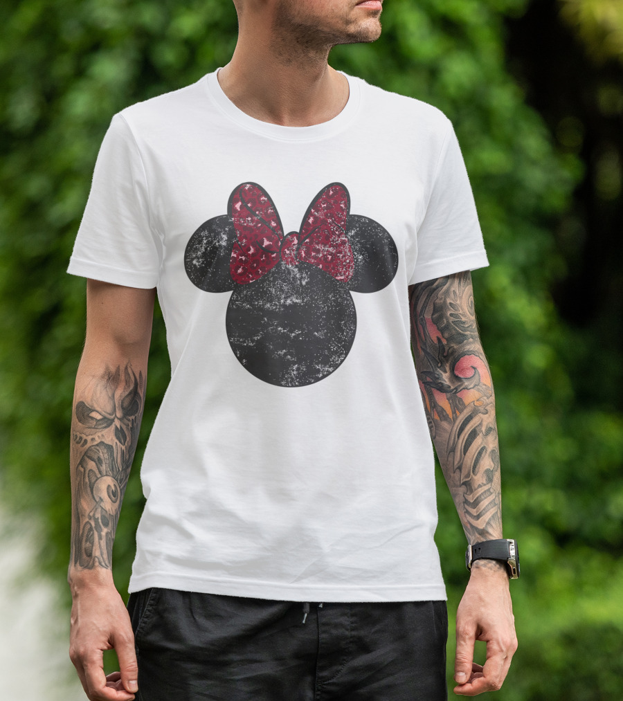 Disney Mickey And Friends Minnie Mouse Red Bow Silhouette Lp T-Shirt