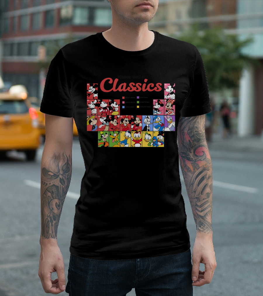 Periodic Table Of Classics Featuring Mickey And Friends Characters T-Shirt