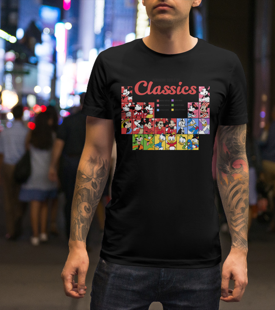 Periodic Table Of Classics Featuring Mickey And Friends Characters T-Shirt