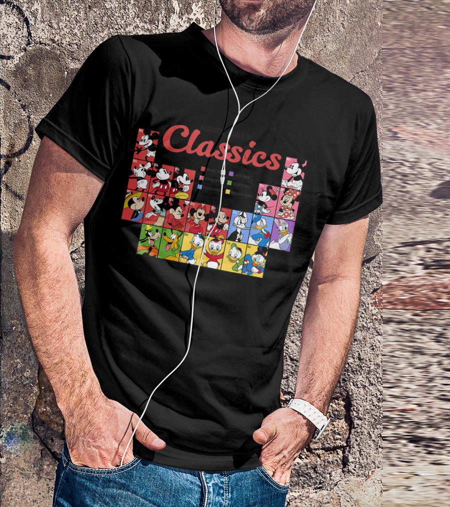 Periodic Table Of Classics Featuring Mickey And Friends Characters T-Shirt