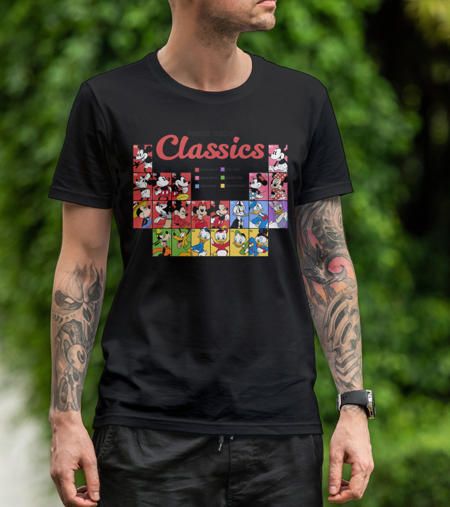 Periodic Table Of Classics Featuring Mickey And Friends Characters T-Shirt