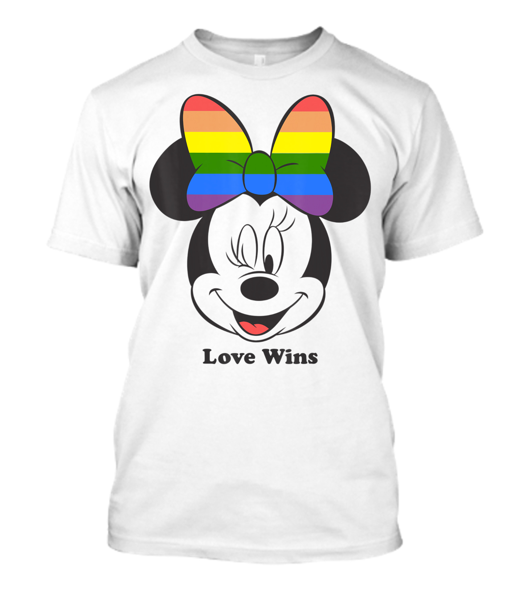 Disney Mickey And Friends Minnie Pride Love Wins Rainbow Bow T-Shirt