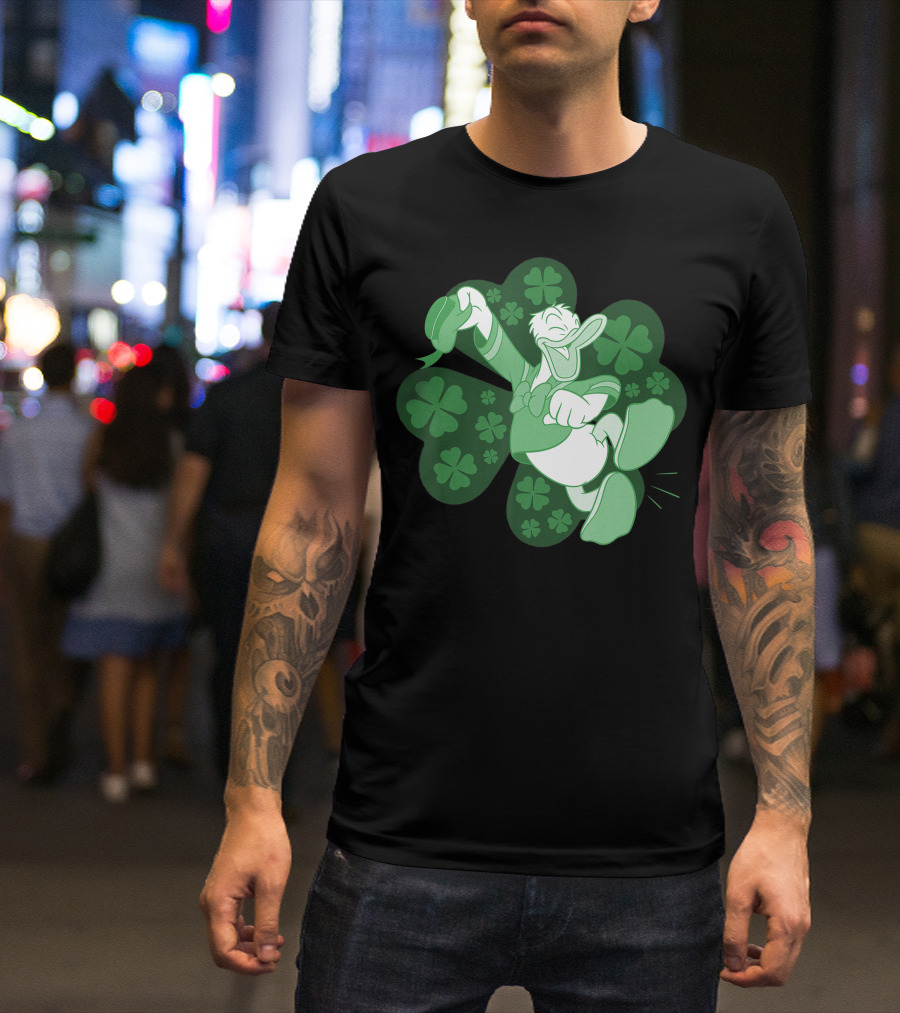 Disney St Patricks Day Mickey And Friends Donald Duck Clover T-Shirt