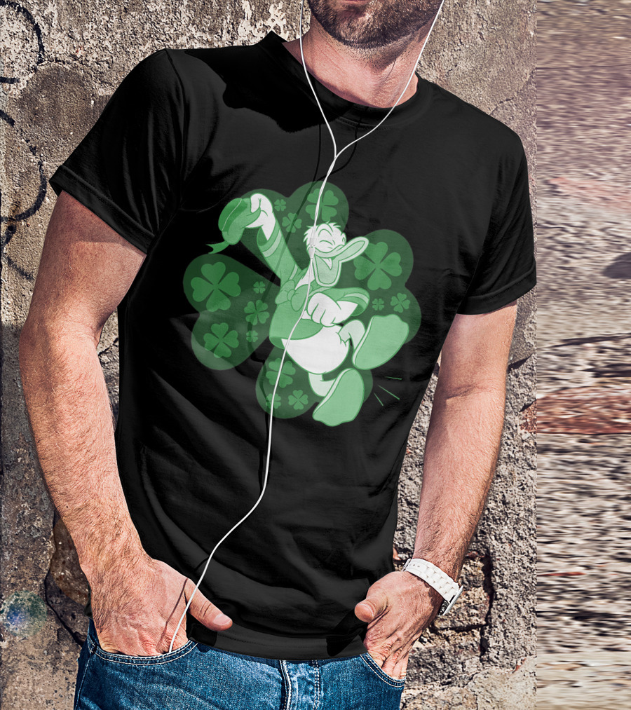 Disney St Patricks Day Mickey And Friends Donald Duck Clover T-Shirt