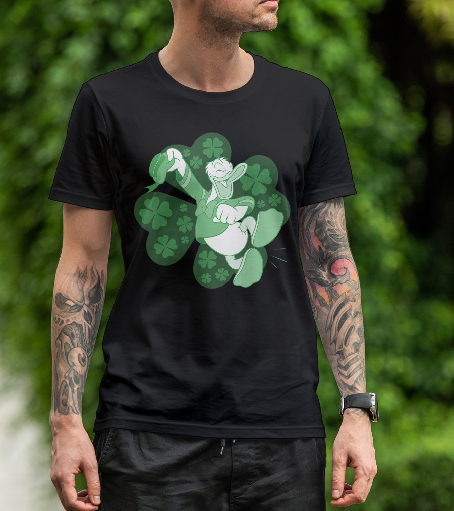 Disney St Patricks Day Mickey And Friends Donald Duck Clover T-Shirt