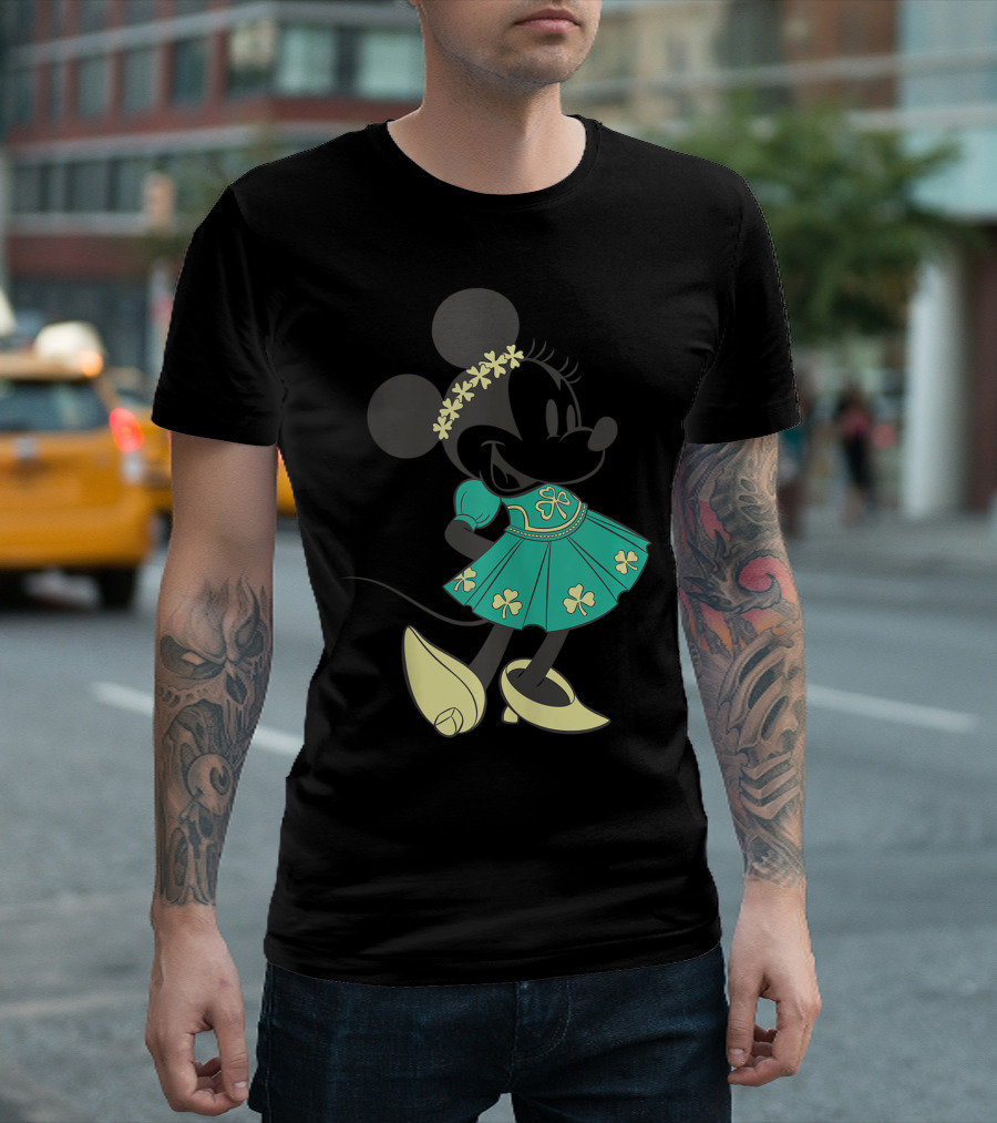 Disney Mickey And Friends St Patricks Day Minnie Clover Dress Flower Crown T-Shirt