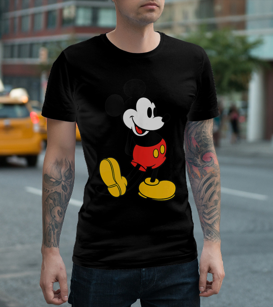 Disney Mickey Mouse Steamboat Willie Red Shorts Yellow Shoes Classic Pose T-Shirt