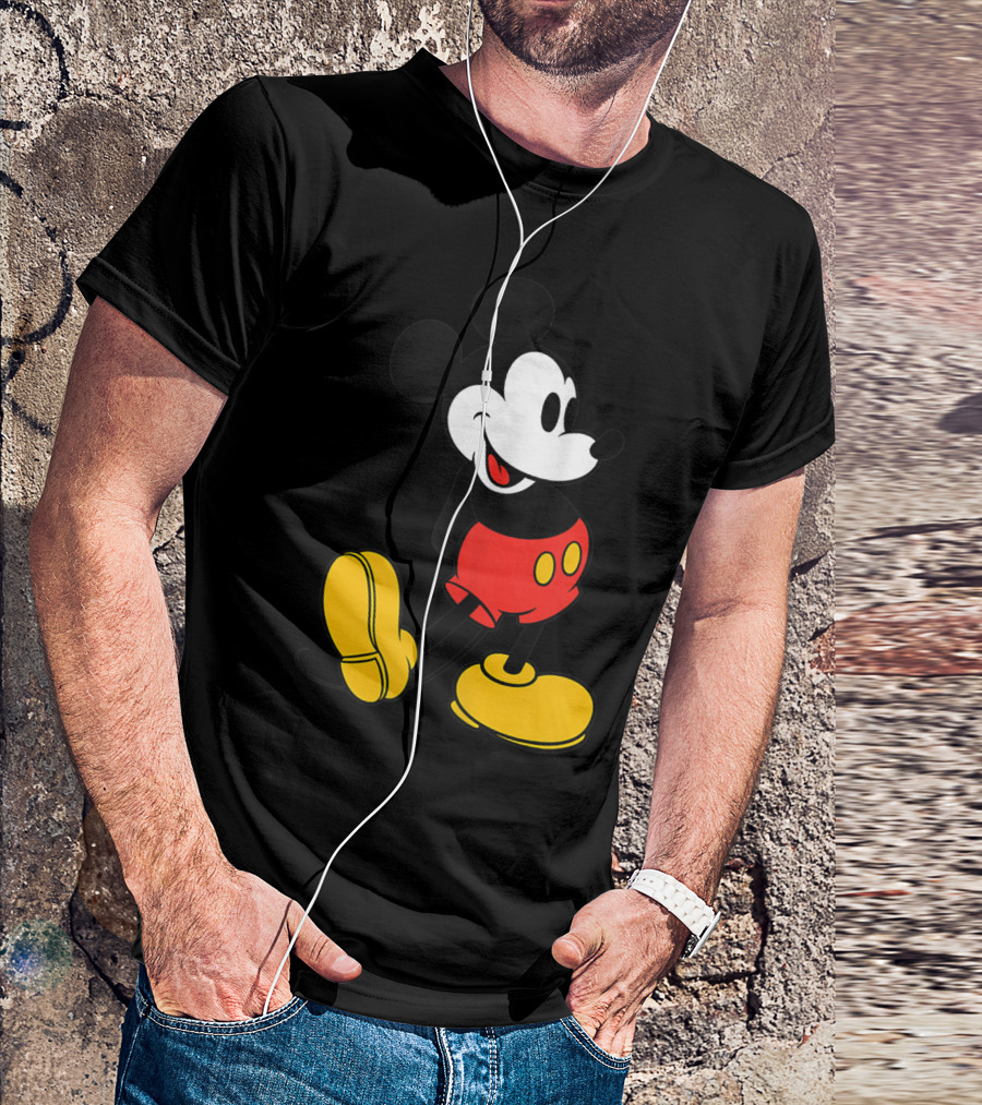 Disney Mickey Mouse Steamboat Willie Red Shorts Yellow Shoes Classic Pose T-Shirt
