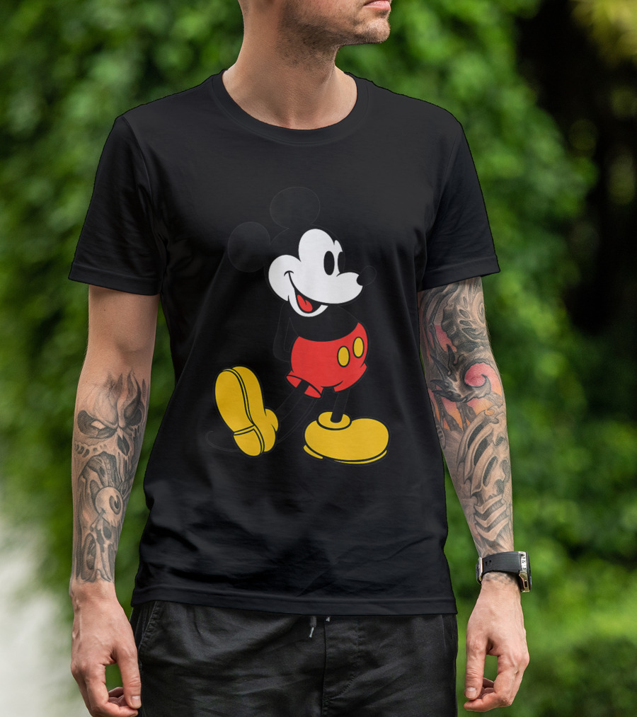 Disney Mickey Mouse Steamboat Willie Red Shorts Yellow Shoes Classic Pose T-Shirt