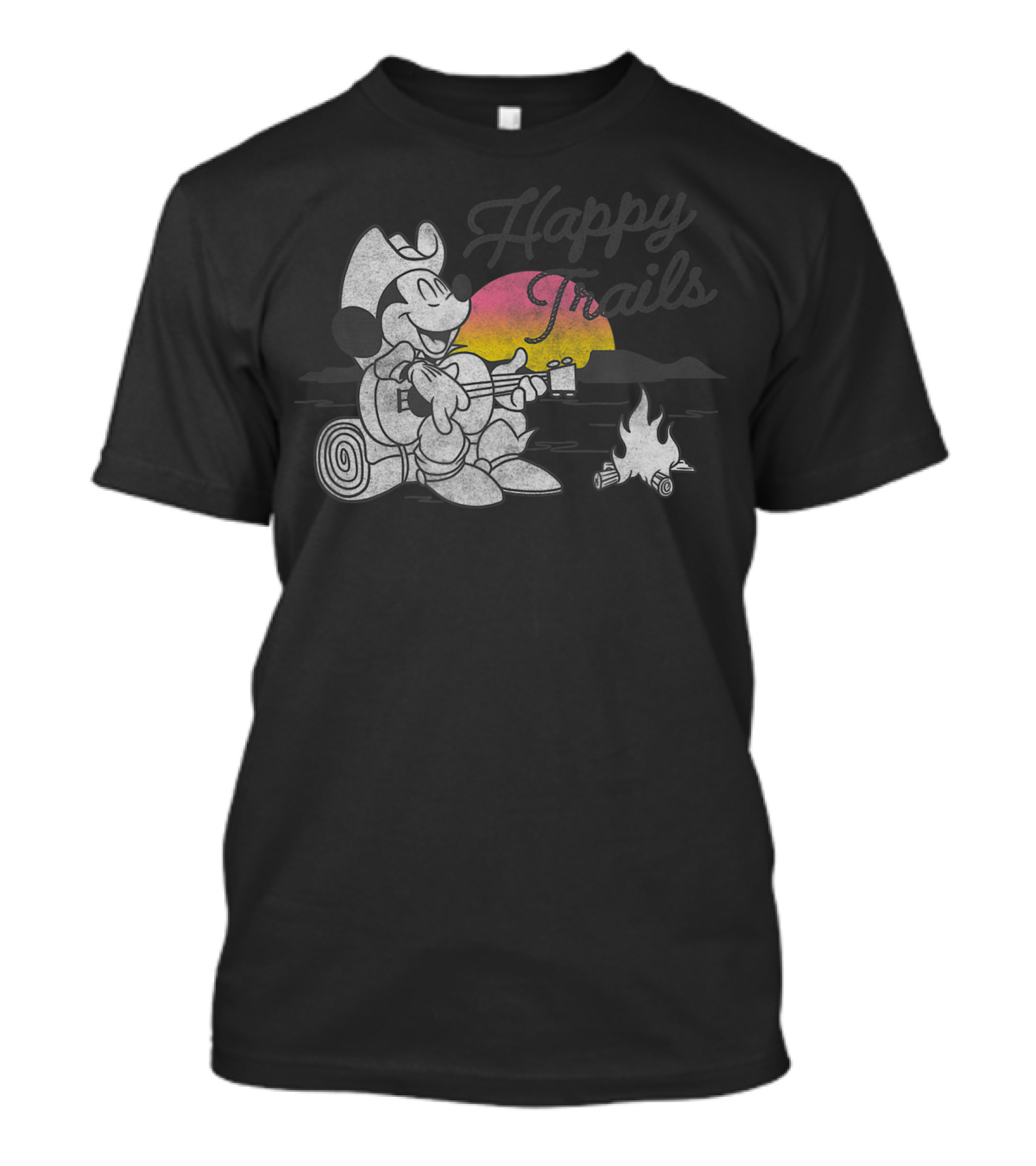 Disney Mickey Mouse Happy Trails Camping Sunset Color Pop T-Shirt