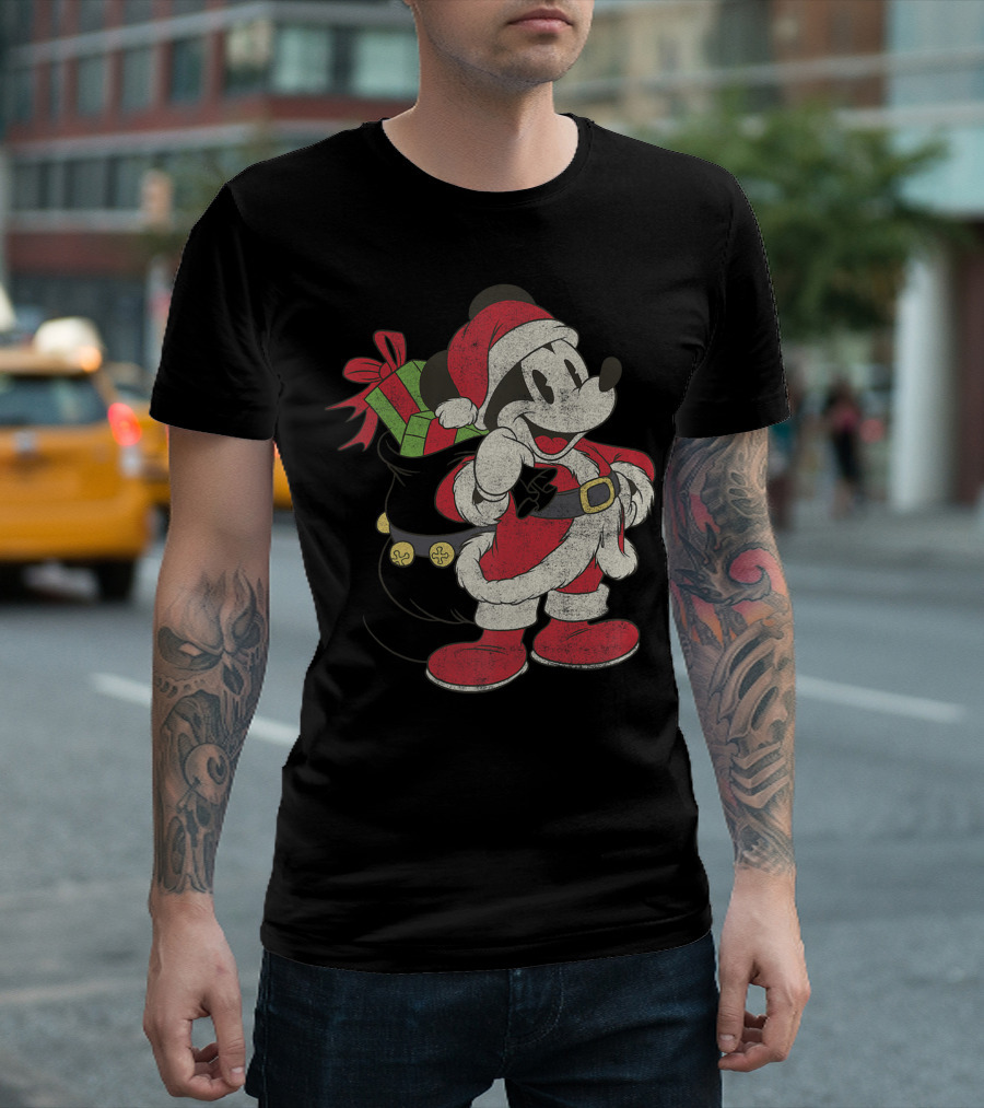 Disney Mickey Mouse Santa Claus Christmas Gift Bag T-Shirt