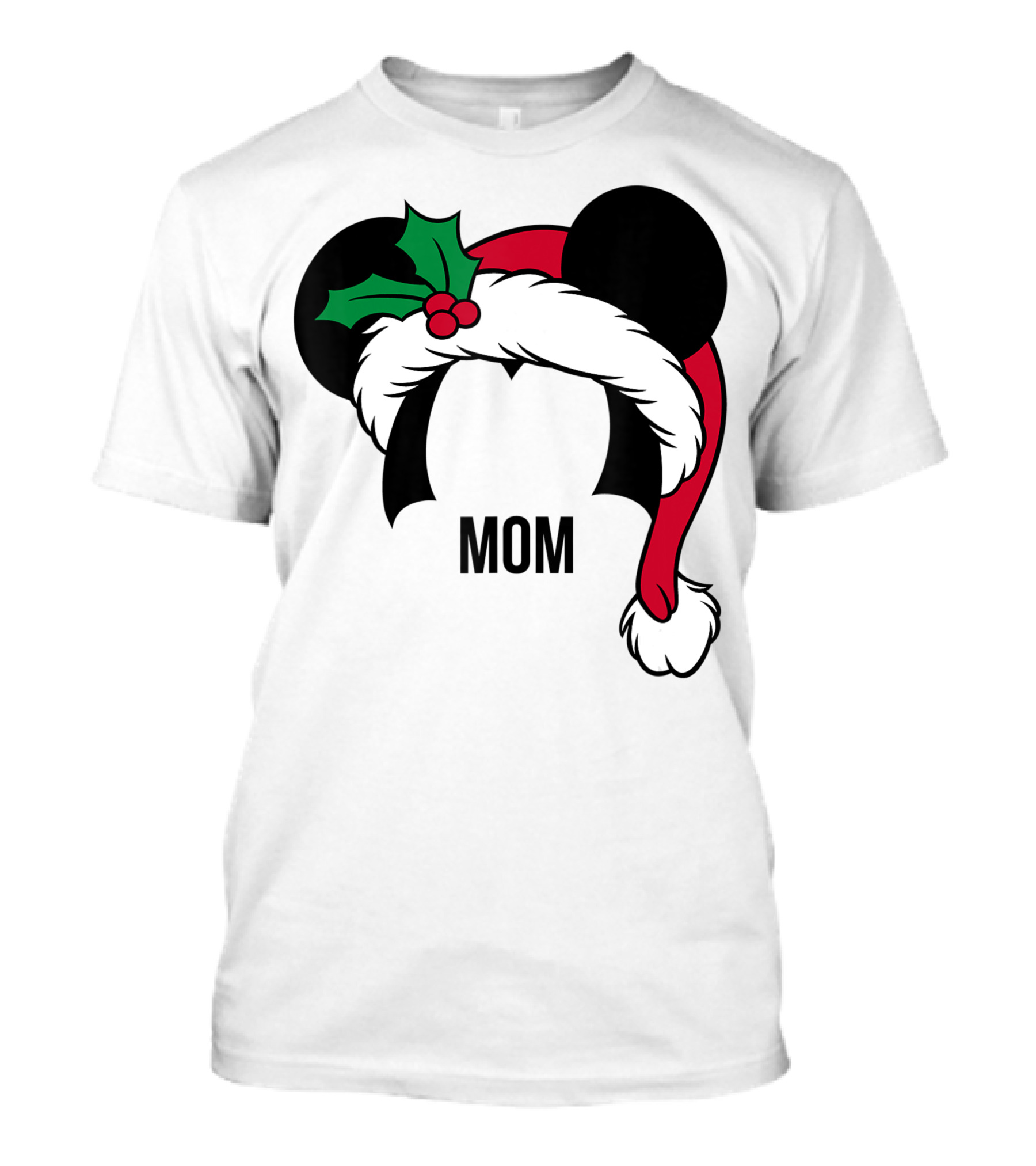 Disney Mickey Mouse Ears Santa Hat Mom Christmas Holiday T-Shirt