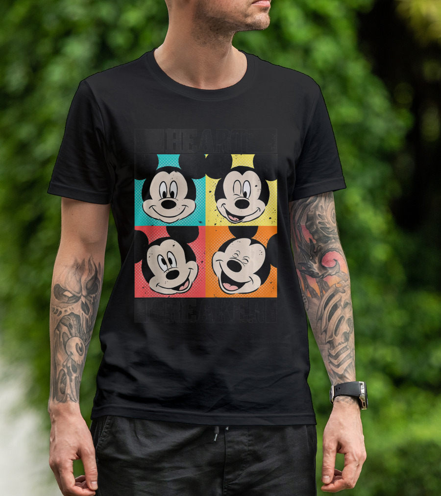 Mickey Mouse Pop Art Panels Heart Breaker T-Shirt