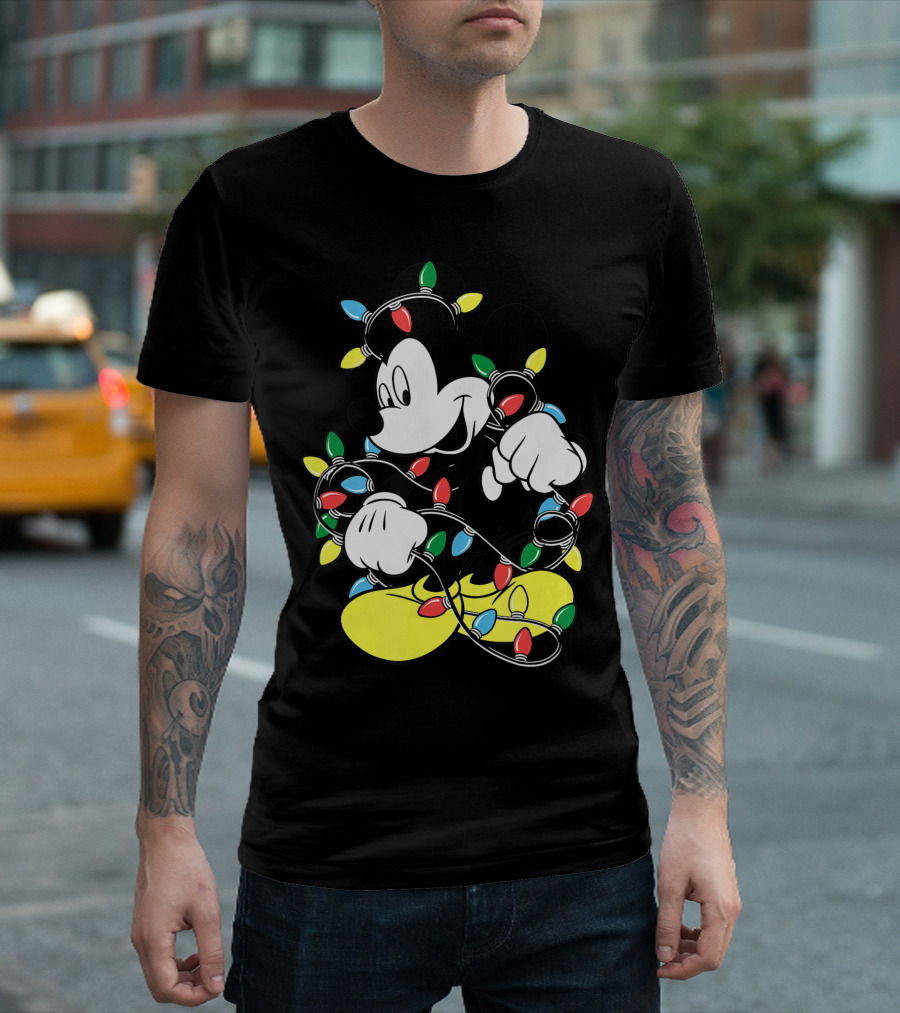 Disney Mickey Mouse Wrapped in Holiday Lights T-Shirt