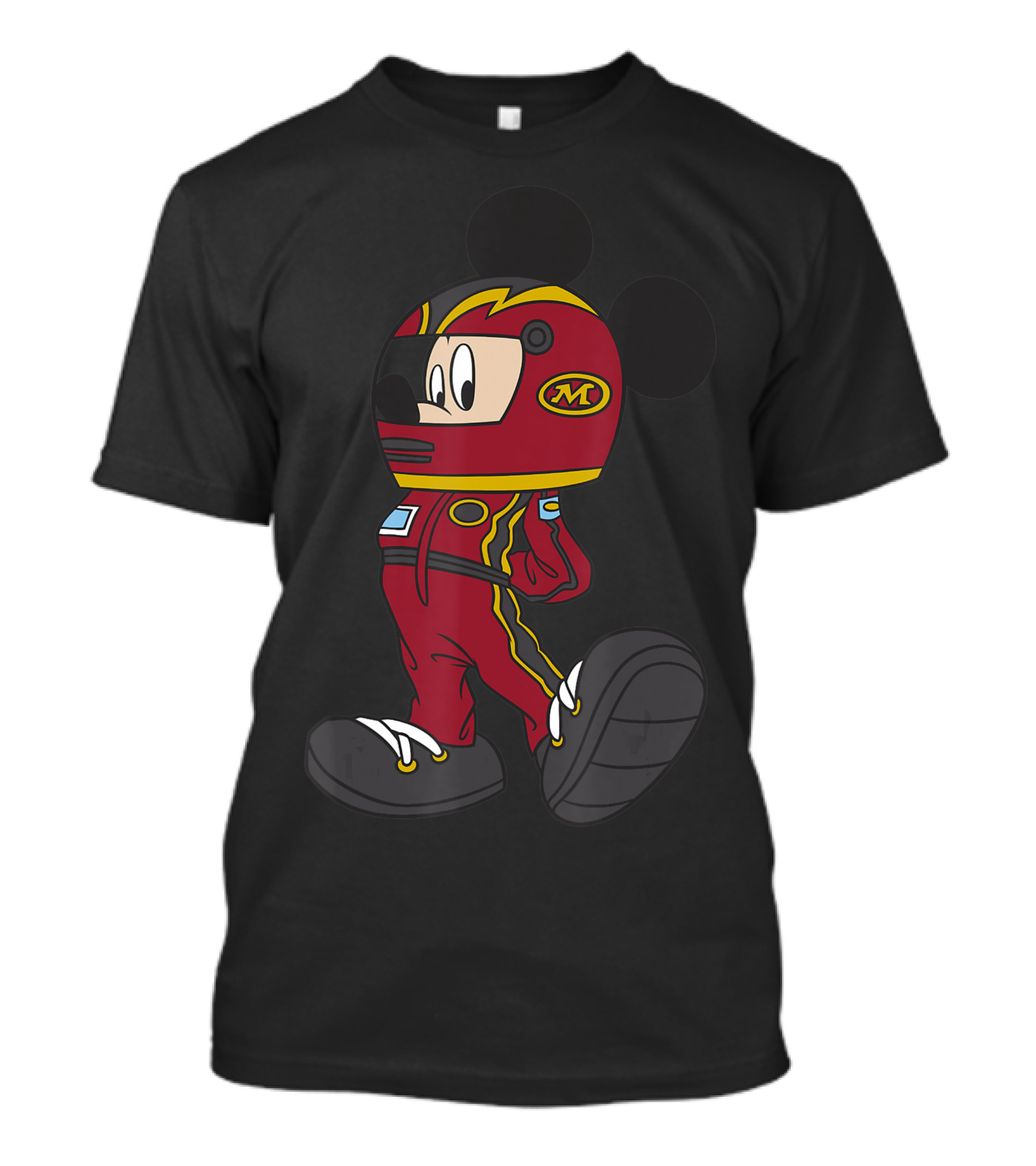 Disney Mickey Mouse Racing Helmet Driver Suit Red T-Shirt