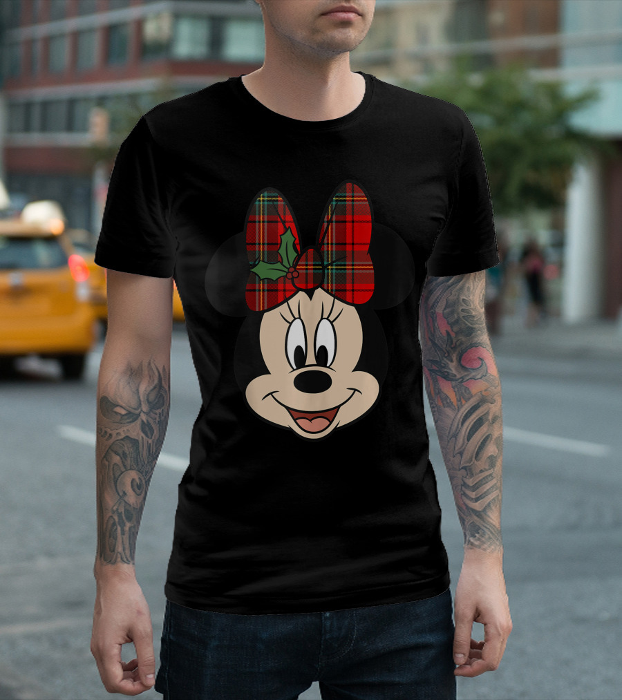 Disney Minnie Mouse Christmas Plaid Bow R2 T-Shirt