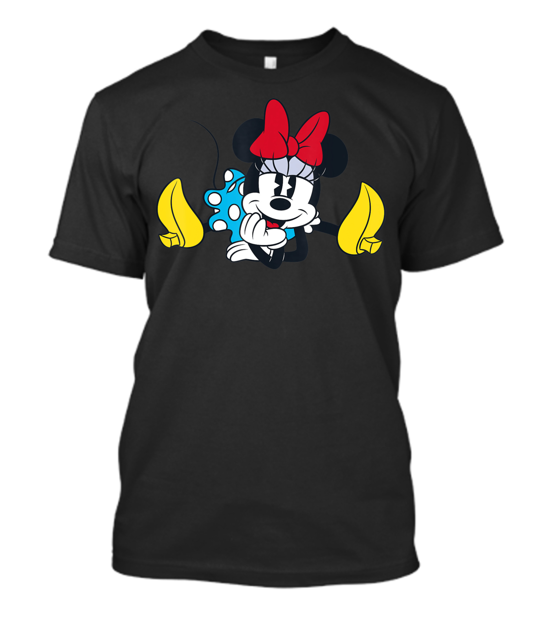 Disney Minnie Mouse Sitting Iconic Pose With Polka Dot Skirt And Red Bow T-Shirt
