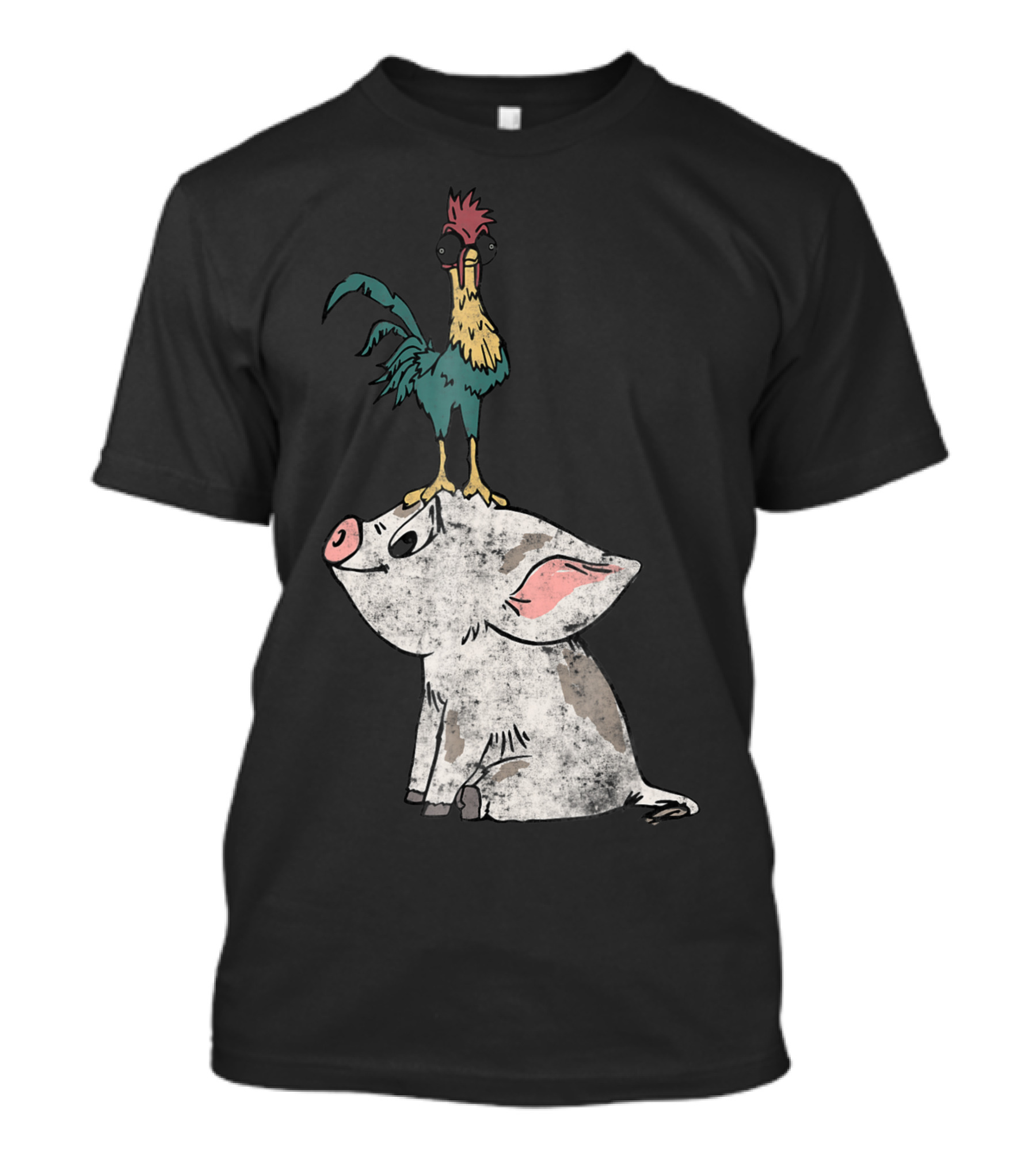 Moana Hei Hei Standing On Pua Disney Characters T-Shirt