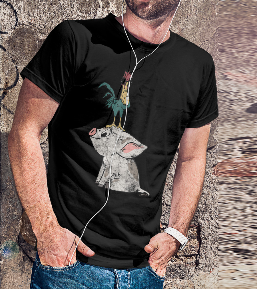 Moana Hei Hei Standing On Pua Disney Characters T-Shirt