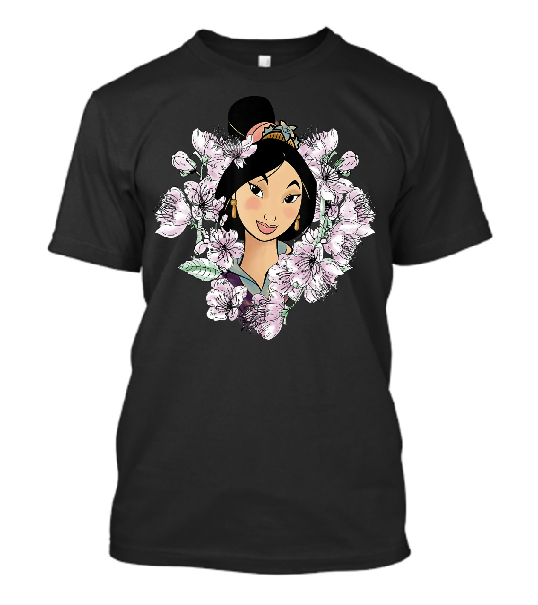 Mulan Surrounded By Cherry Blossoms Disney Princess Floral Framed T-Shirt