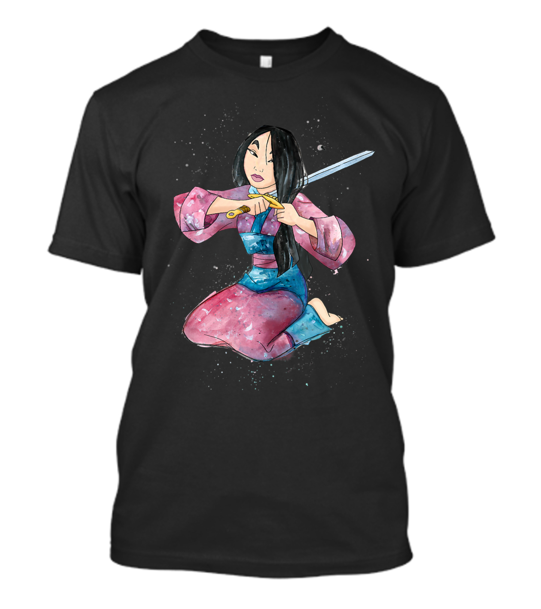 Disney Mulan Sword Haircut Watercolor T-Shirt