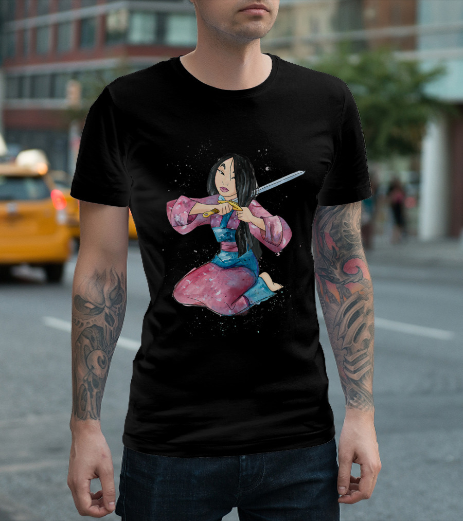 Disney Mulan Sword Haircut Watercolor T-Shirt