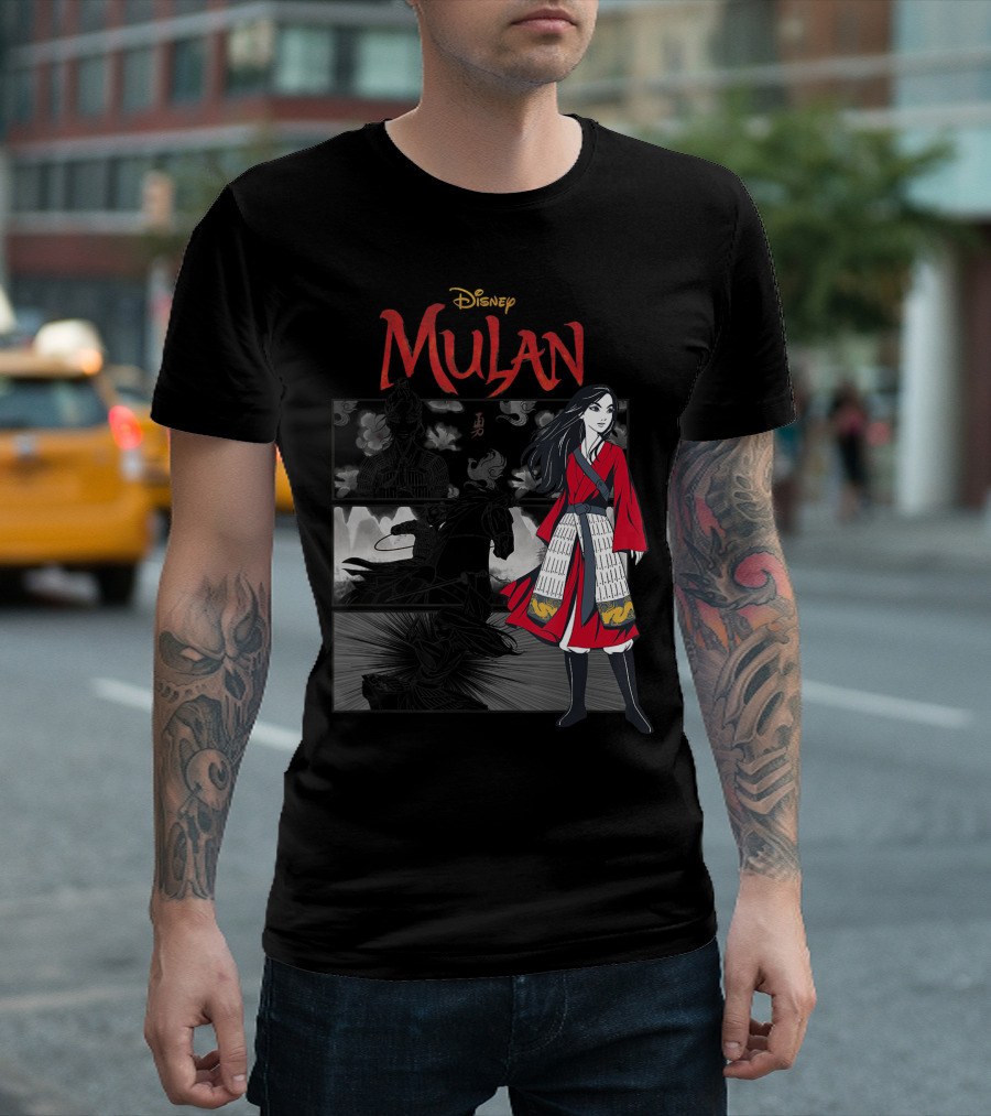 Disney Mulan Live Action Comic Panels Horse Warrior Scene T-Shirt