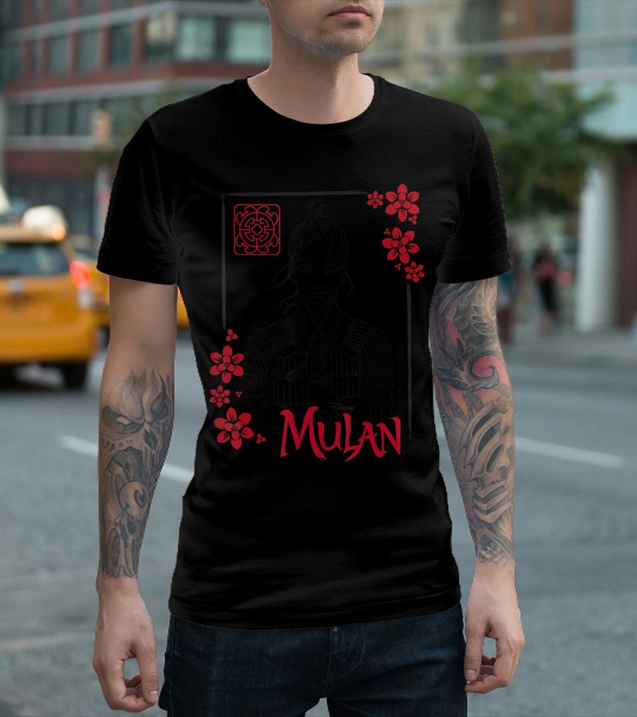 Disney Mulan Live Action Mulan Floral Red Blossoms Ink T-Shirt