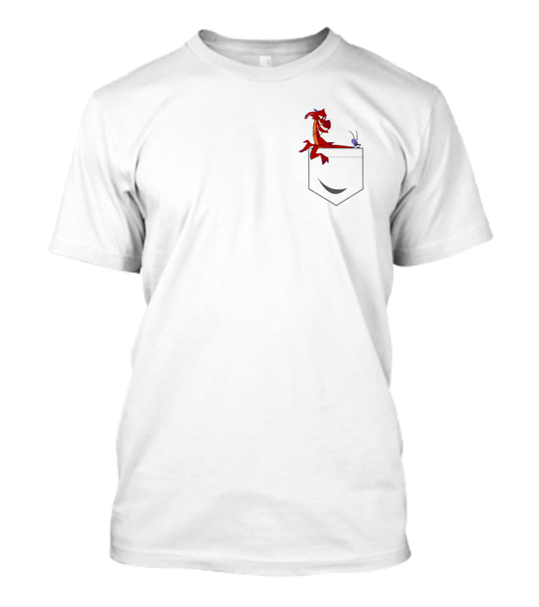 Disney Mulan Mushu Dragon Left Chest Pocketل T-Shirt